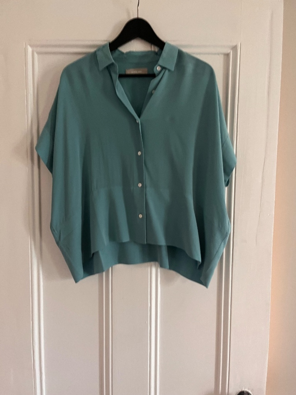 Everlane The Drapey Square Button Down in Teal